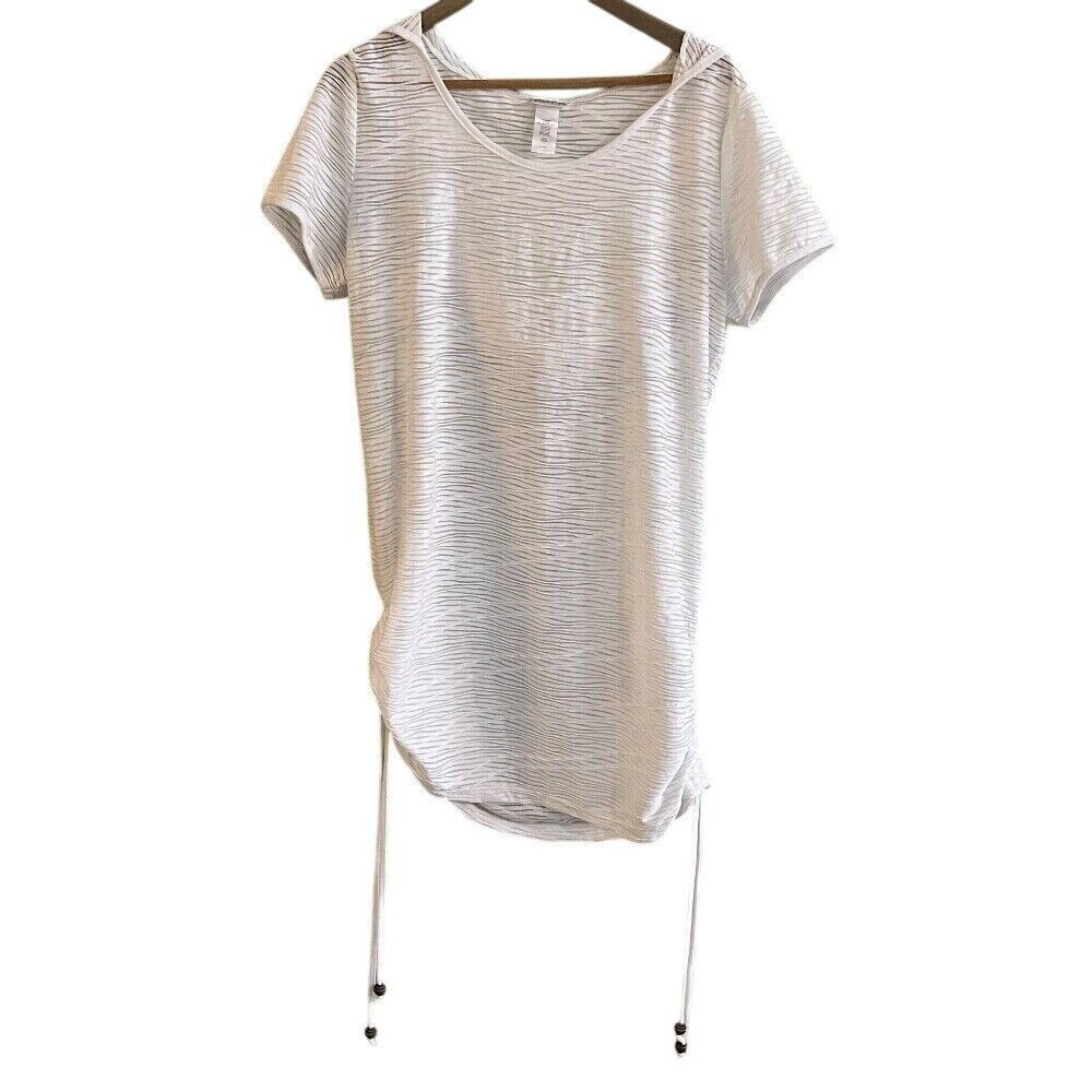 White Dotti Hooded Swim Suit Cover Ruched Tassels Large‎ Made USA Beach Read